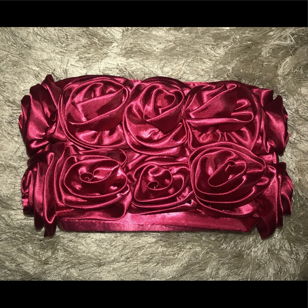 Satin Rosette Clutch